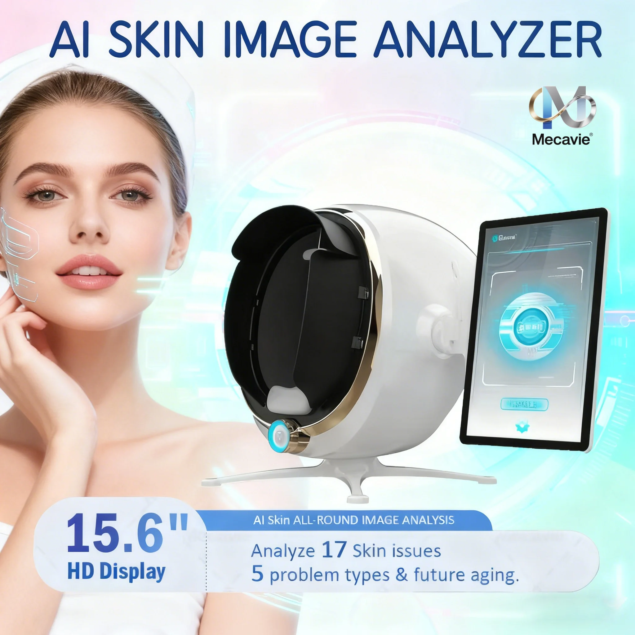 Smart 3D Magic Mirror Skin Analyzer with HD Camera - English Interface for Precise Deep Skin Analysis & Dynamic Health Tracking