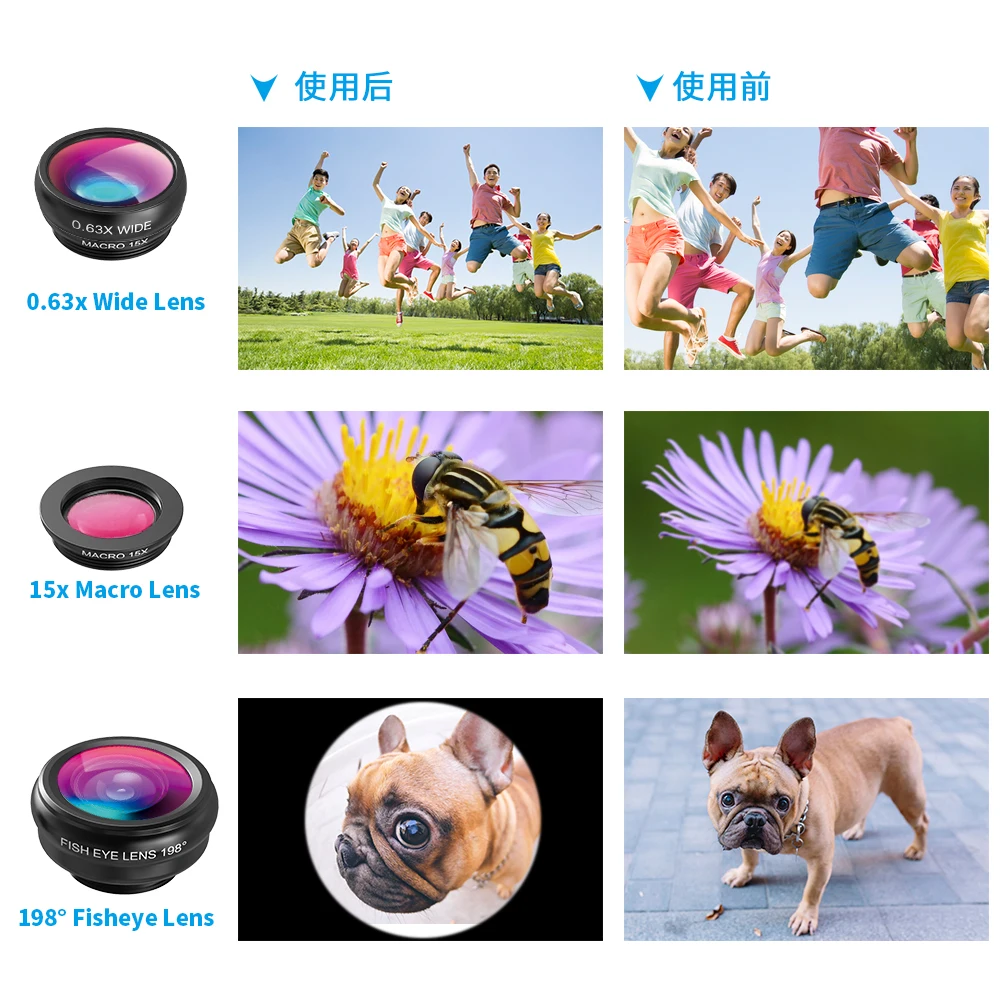กระจกเลนส์กล้องโทรศัพท์สำหรับถ่ายภาพมาโคร T18XBZJ5แสง HD แบบใหม่สำหรับโทรศัพท์เลนส์กล้องถ่ายรูปฟิชอายมุมกว้างสำหรับถ่ายภาพ