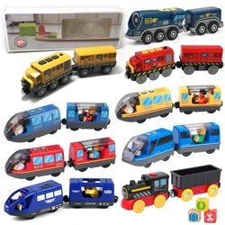 Battery operated Kids electric train Gift Box diecast magnetic locomotive slot toy for wooden train rail track toys kids gifts