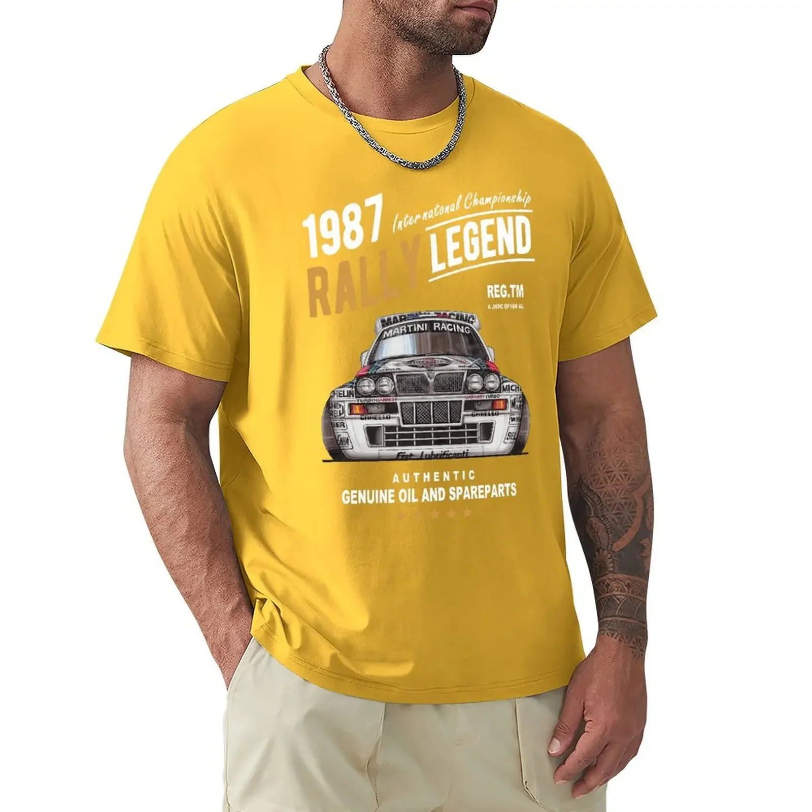 Rally Legend Motif With 1987 Lancia Delta Integrale Hf Car Men 2019 Summer Brand Cotton Hip Hop Fitness Clothing Men T Shirt