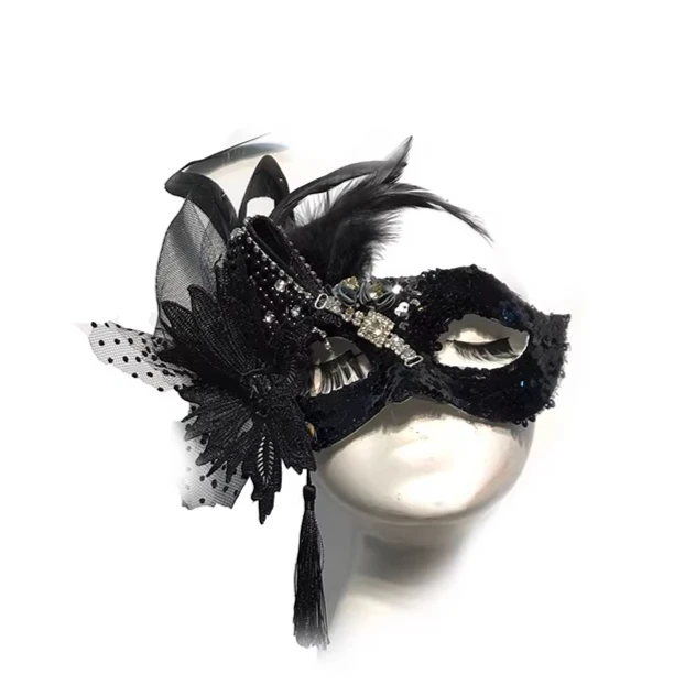 Black Angel Feather Glitter Diamond Tassel Halloween Party Party Prom Beauty Catwalk Carnival Mask 4