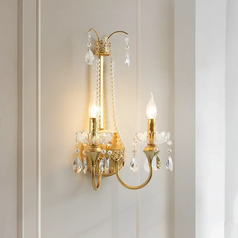 Light luxury romantic crystal wall lamp living room background  decoration  corridor bedroom headboard retro