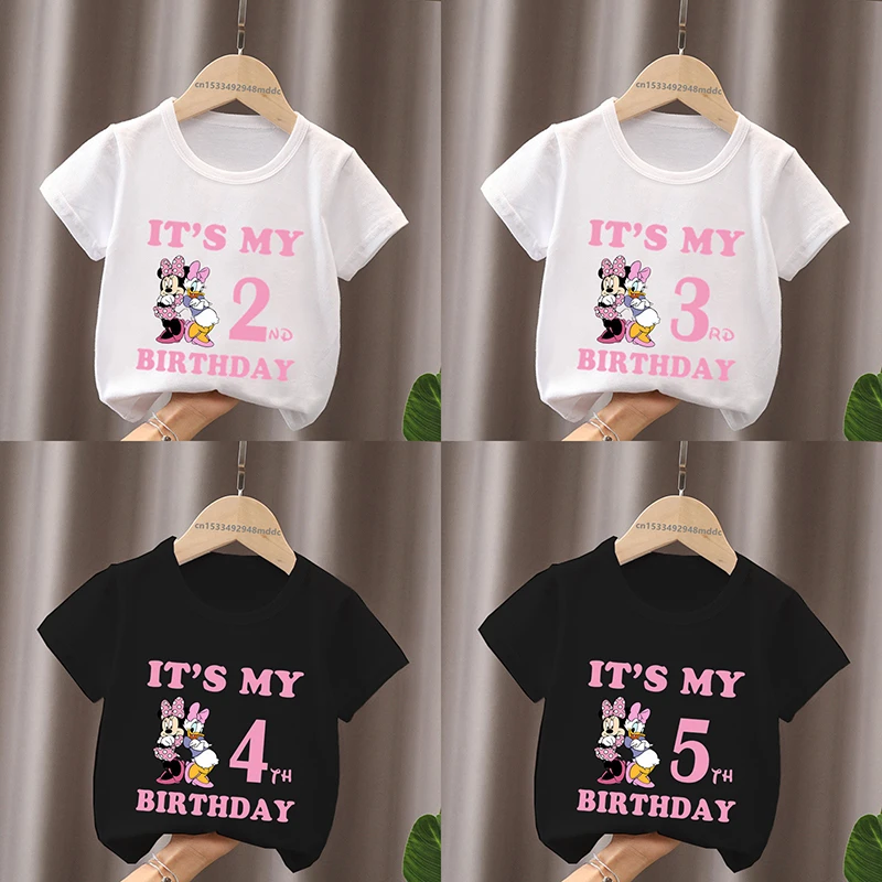 

It's My 1 2 3 4 5 6 7 8 9 Years Birthday Boys Girls T shirt Minnie Mouse & Daisy Duck Print Kids Clothes Baby Children T-Shirts