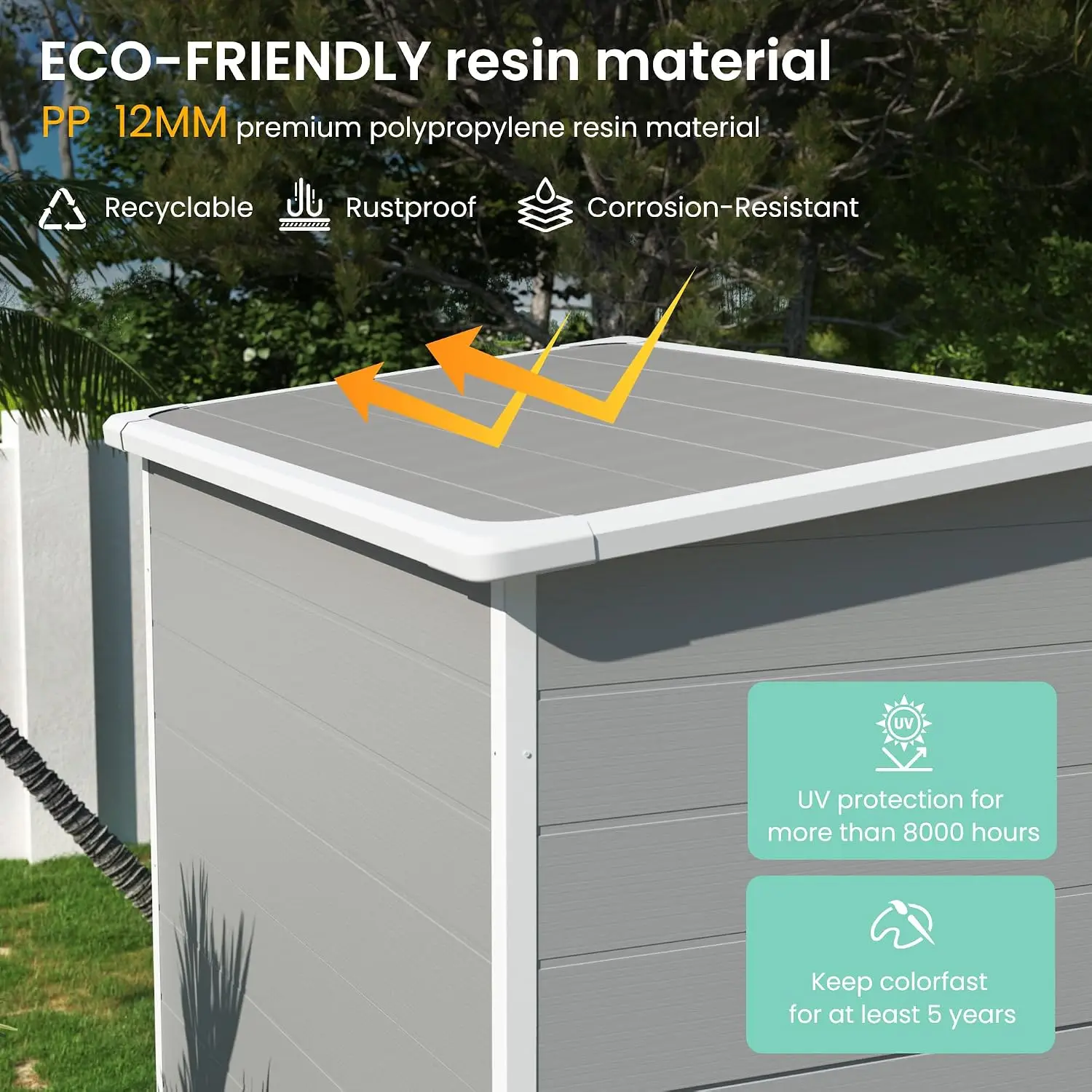 5x3 FT Outdoor Storage Shed Resin Garden Shed with Floor, Customized - view 4
