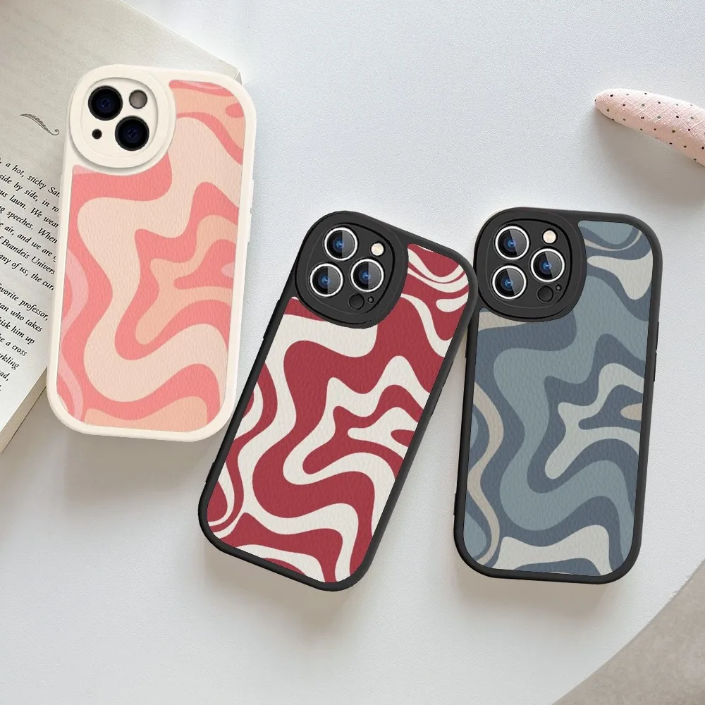 

Retro Liquid Swirl Abstract Phone Case Hard Leather For IPhone 16 15 14 13 12 Mini 11 14 Pro Max Xs X Xr 7 8 Plus Fundas