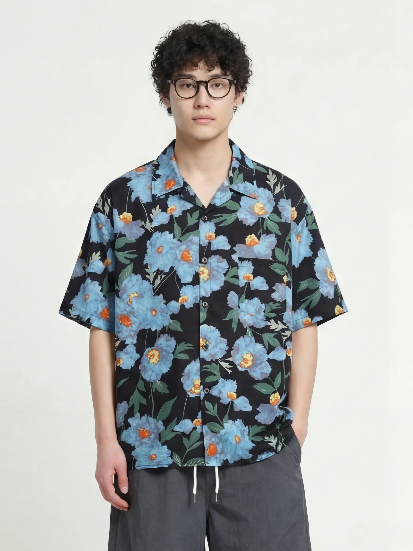 

Loose ort Sve Vintage Floral Print irt High Street Lazy Sle Youthful ulari Daily Wear Polyester Fiber Spring Au...