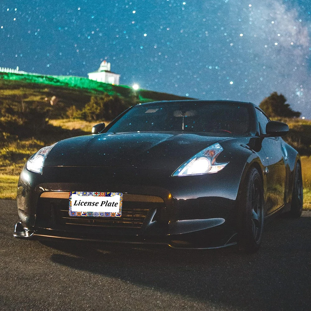 إطار لوحة ترخيص بفتحتين بنمط الأزهار الملونة، مادة الألومنيوم، مقاس 6 × 12 بوصة مع مجموعة براغي، هدية تزيين السيارة