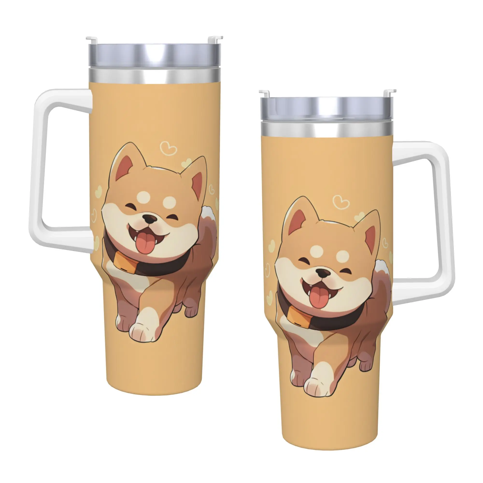 Shiba Inu Face Stainless Steel Tumbler Travelist Mugs Cup 40oz Thermal Mug Portable Hot Drinks Milk Tea Water Bottle