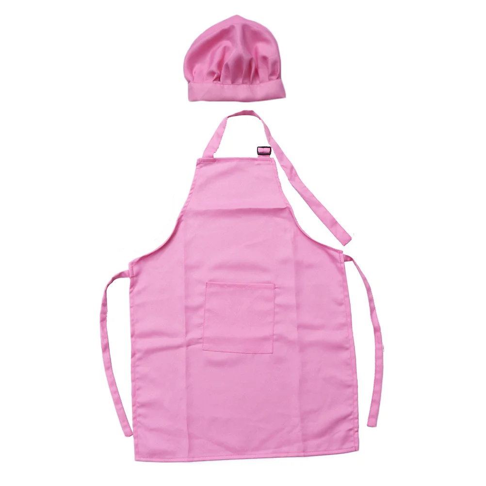 2 pz/set Bambini Grembiule Cappello Set Addensato Durevole Cucina Per Bambini Playset Per La Cottura Pittura Gioco di Ruolo Del Partito Regalo Rosa di Grandi Dimensioni