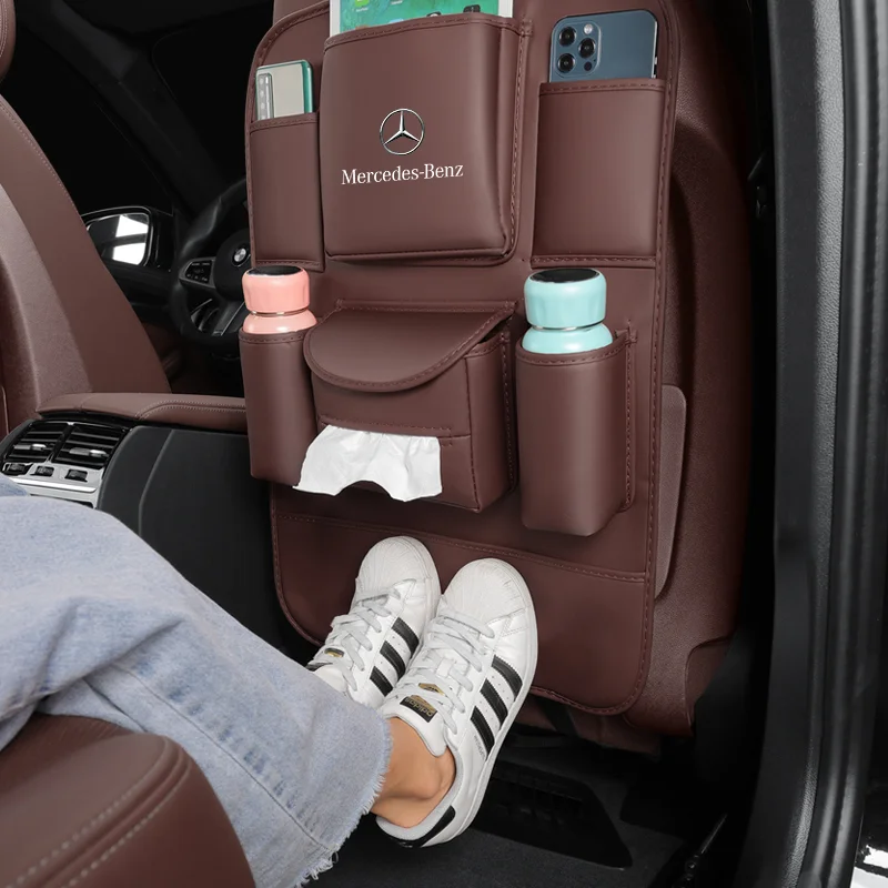 Car Seat Back Storage Bag Backrest Anti-kick Pad For Mercedes-Benz B C E V R-Class A45 C43 CLA GLA GLB GLC SLK SL Vito GLE Viano