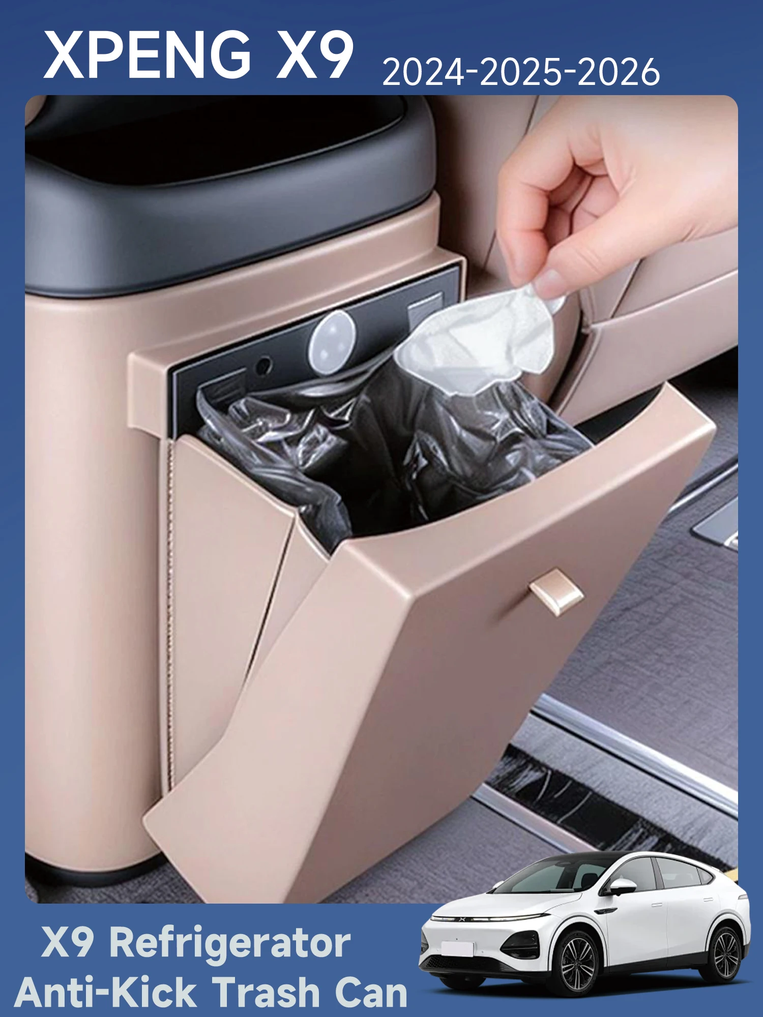 [Schneller Versand] XPENG X9 Kühlschrank Anti-Kick Mülleimer