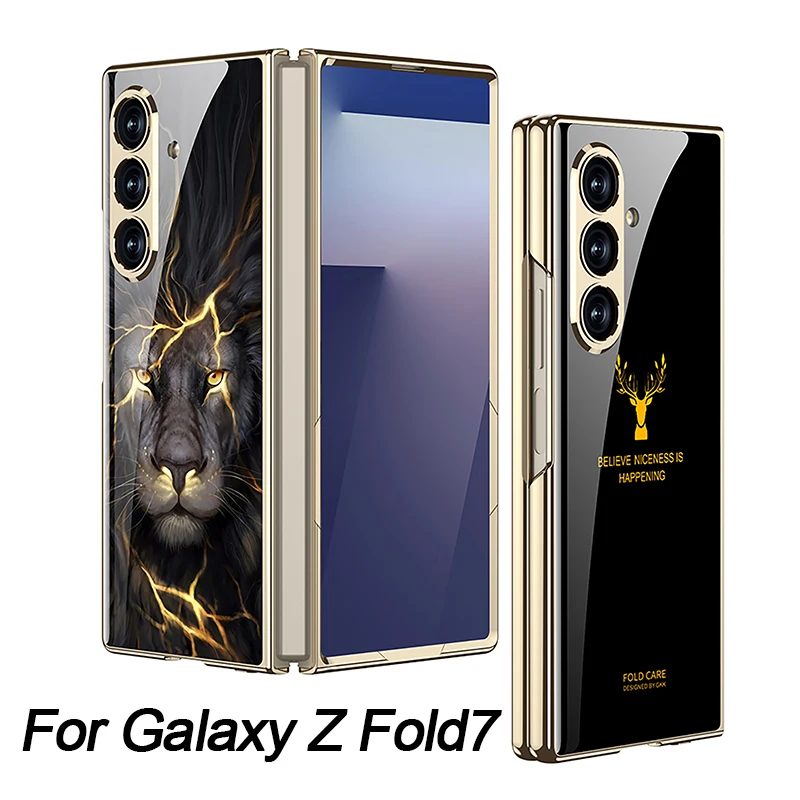 

Роскошный чехол из окрашенного стекла для Samsung Galaxy Z Fold 7, 6, 5, защитный пластиковый чехол с более высокими линзами для Galaxy Z Fold7, чехол