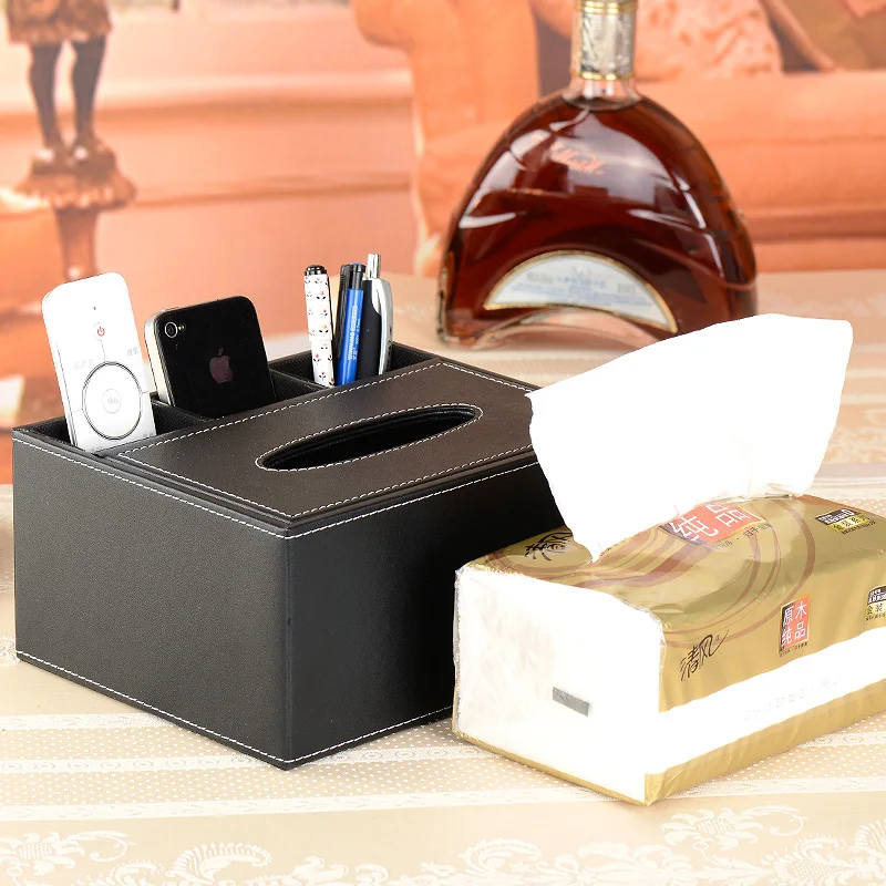 Mode Vintage PU Leder Multifunktionale Desktop Fernbedienung Tissue Aufbewahrungsbox