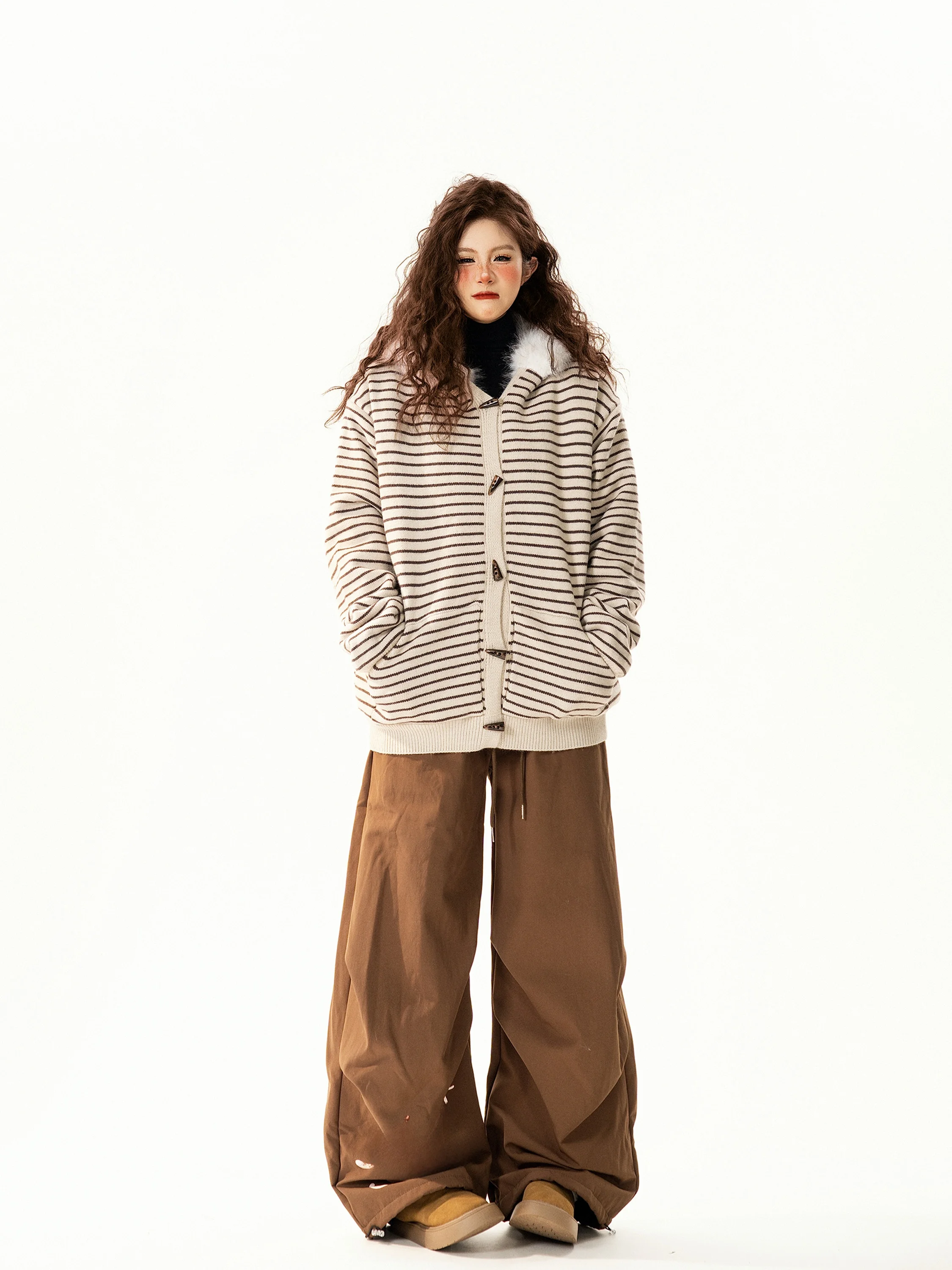 

Женская хлопковая куртка в стиле ретро с капюшоном, свободного кроя, теплая, универсальная, модная, для повседневной носки, удлиненная, стандартной длины