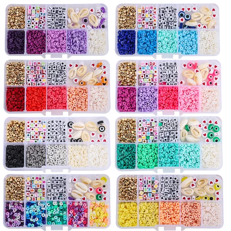 1350 pcs Colorful Clay Beads Kit for Jewelry Making DIY Necklace Accessories Making Kit for Girls Kids Bracelet Beading Supplies