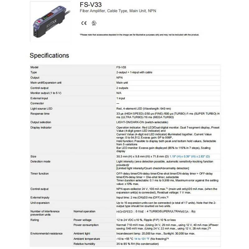 FS-V33 KEYENCE Digital display dual-output fiber amplifier, welcome to consult.