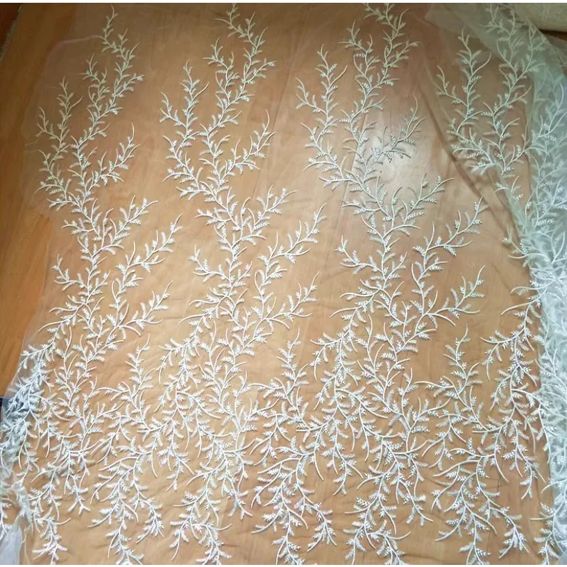 Mit Pailletten bestickter Spitzenstoff, Zweigblume, DIY-Stoff, Hochzeitskleid, Kinderkleidung, Nähmaterialien, Accessoires – Detail 6