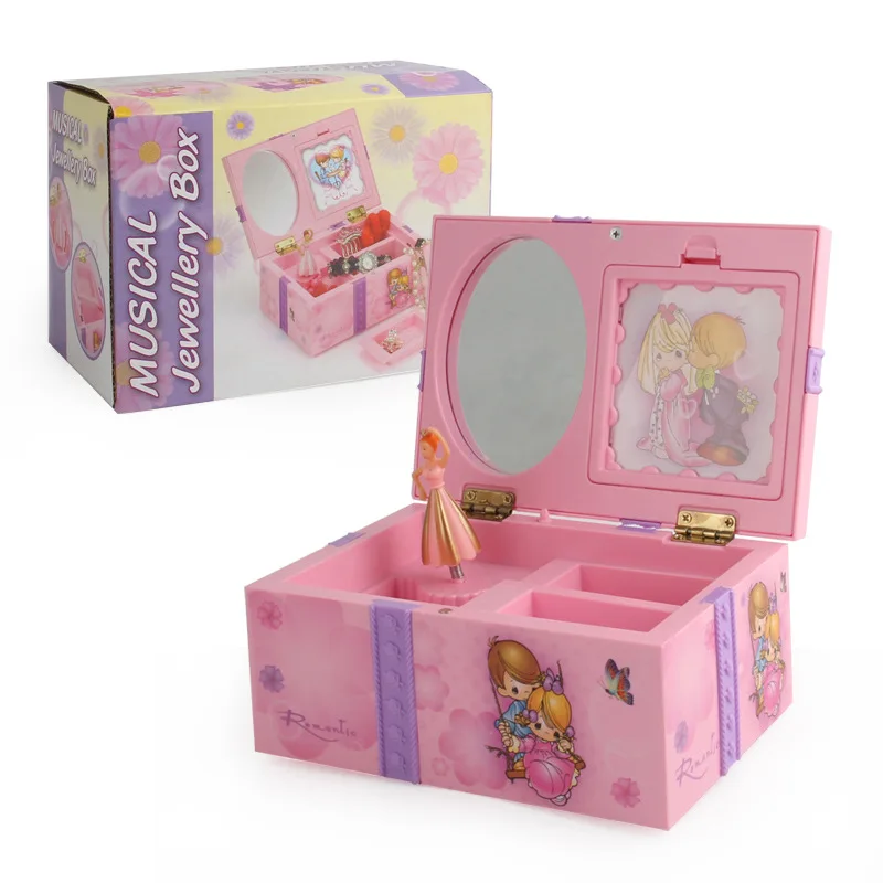 

Dancing Girl Music Box Ornament Jewelry Storage Organizer with Makeup Mirror Birthday Gift Desktop Decoration Beautiful Toy