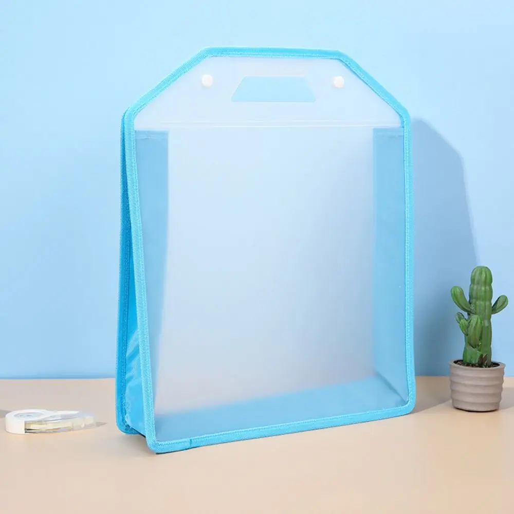 Carpeta de archivos transparente con mango de moda, bolsa de almacenamiento de archivos A4 portátil, bolsa de archivo expandible para tutoría de documentos, escuela