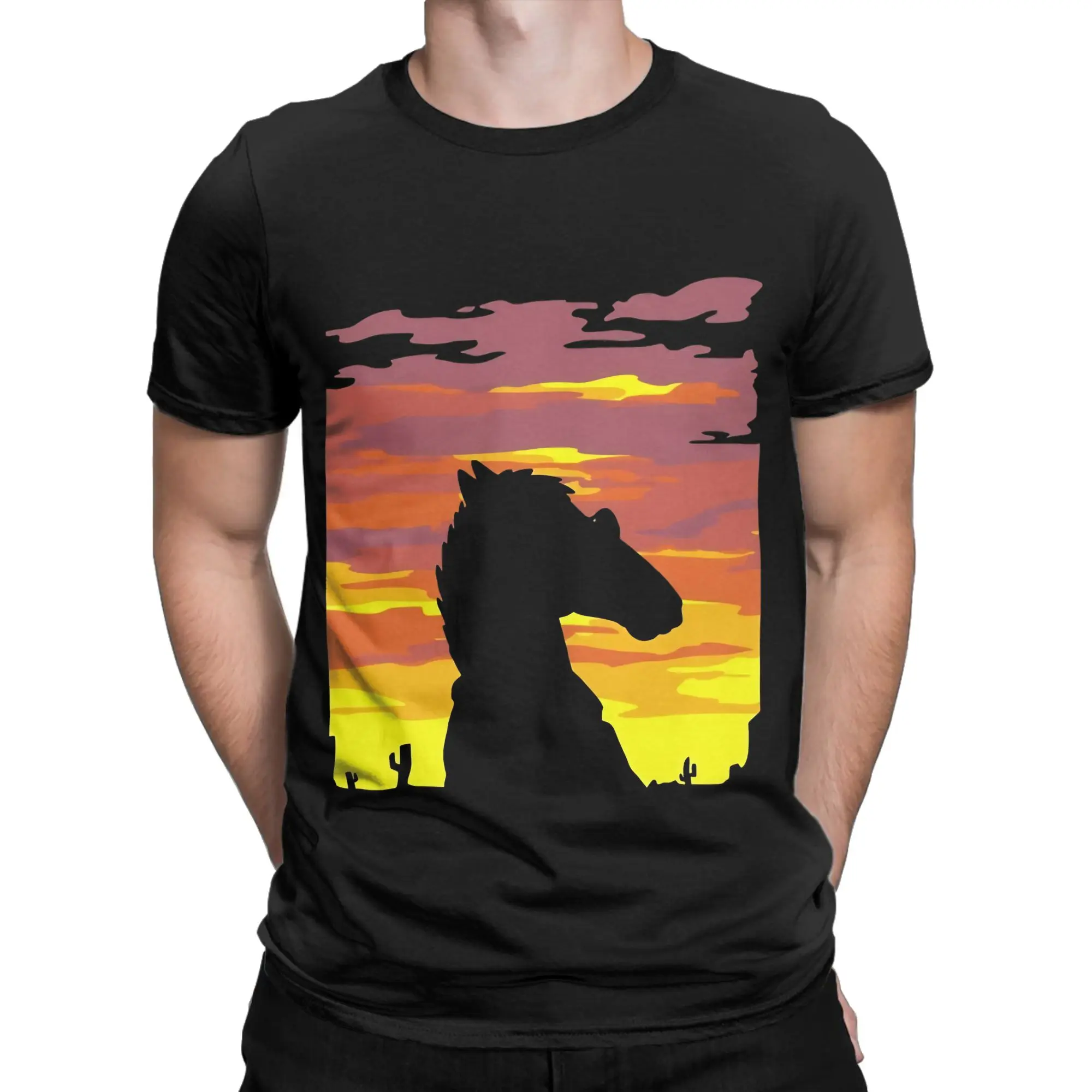 EVENING SHADOW B BoJack Horsemans Funny 100% Cotton T-Shirt B-BoJack Horsemans Tops Tees For Men