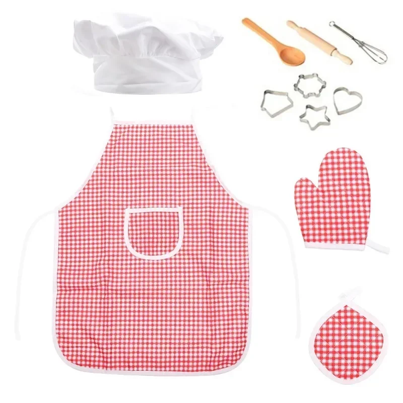 Play House Kitchen Toys Kit Chef Suit Apron Cake Mini Baking Mold Glove Spoon Cup Hat Tool Pretend Play Girls Birthday Gifts