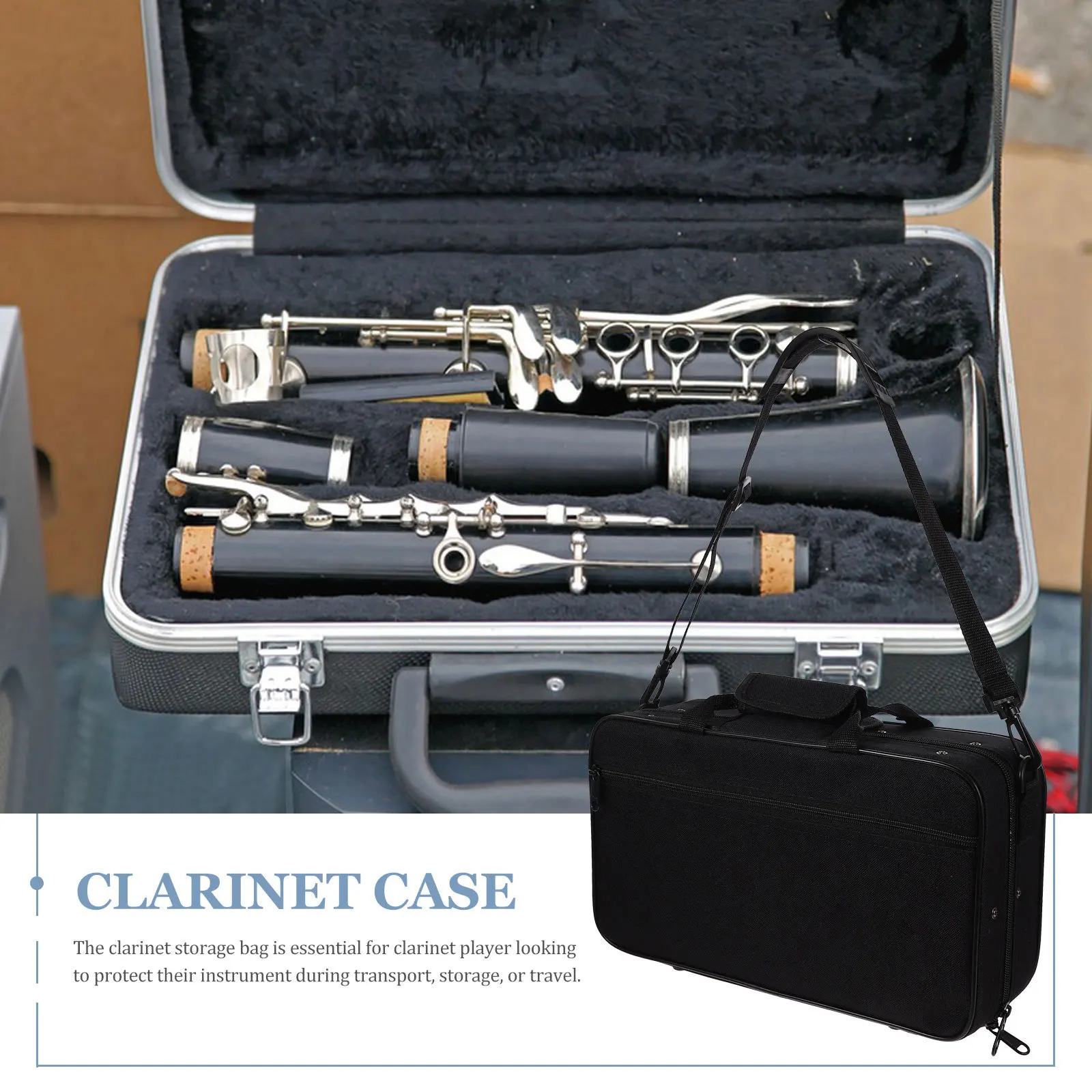 

Black Tube Cloth Case for Clarinet Lightweight Oxford Material Strap Travel Storage Protective Bag carrying bag clarinet holder