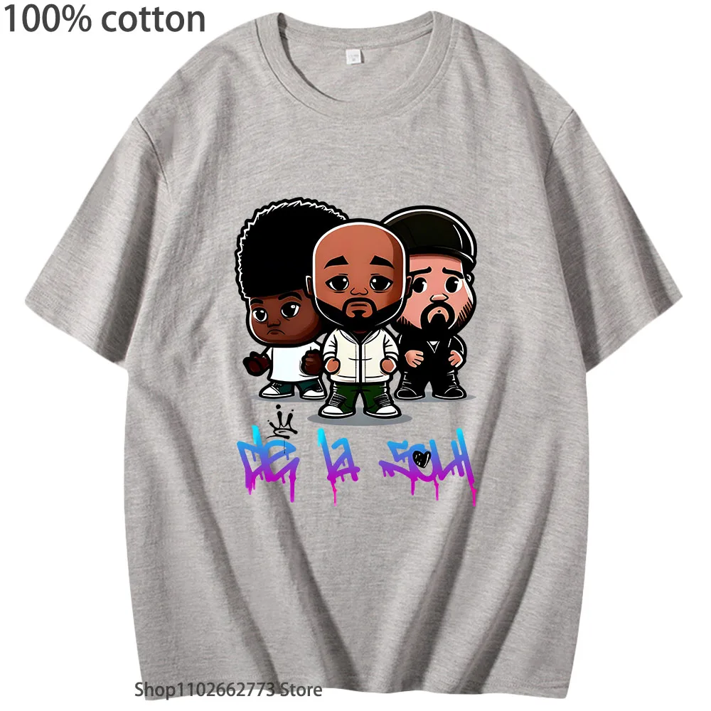 De La Soul Chibi201 T-shirts Hip Hop Genius Shirt Women Fashion Clothes Manga/comic Tshirt 100% Cotton Men Clothing Soft Casual