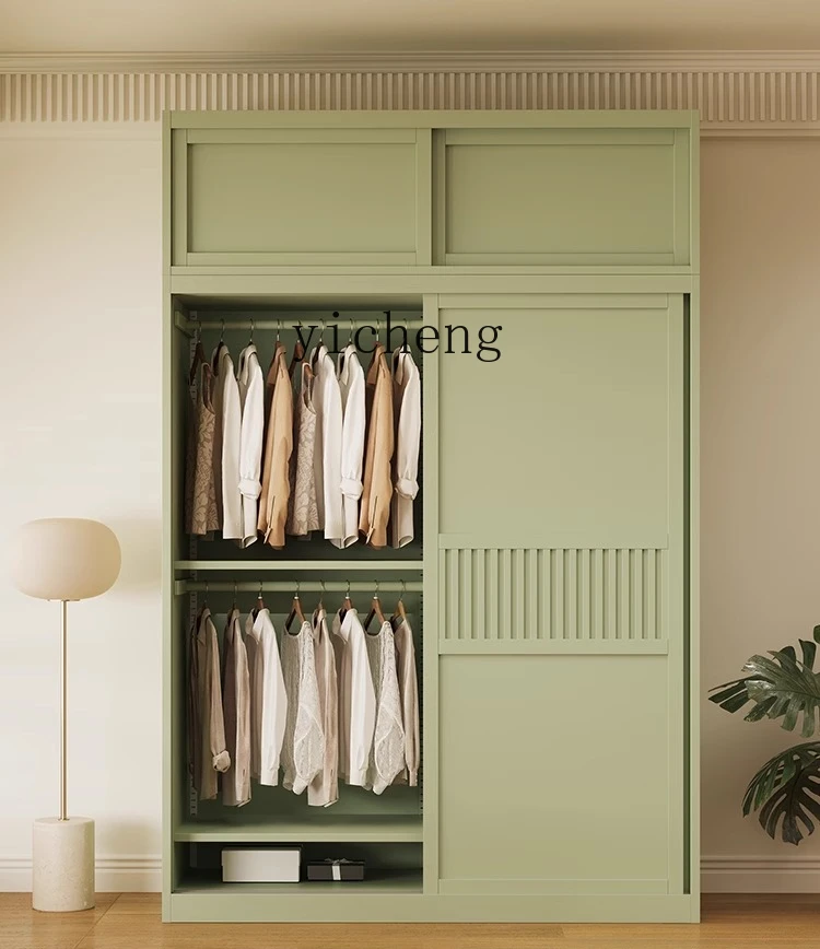 

TWR household bedroom small apartment sliding door steel assembled wardrobe storage cabinet