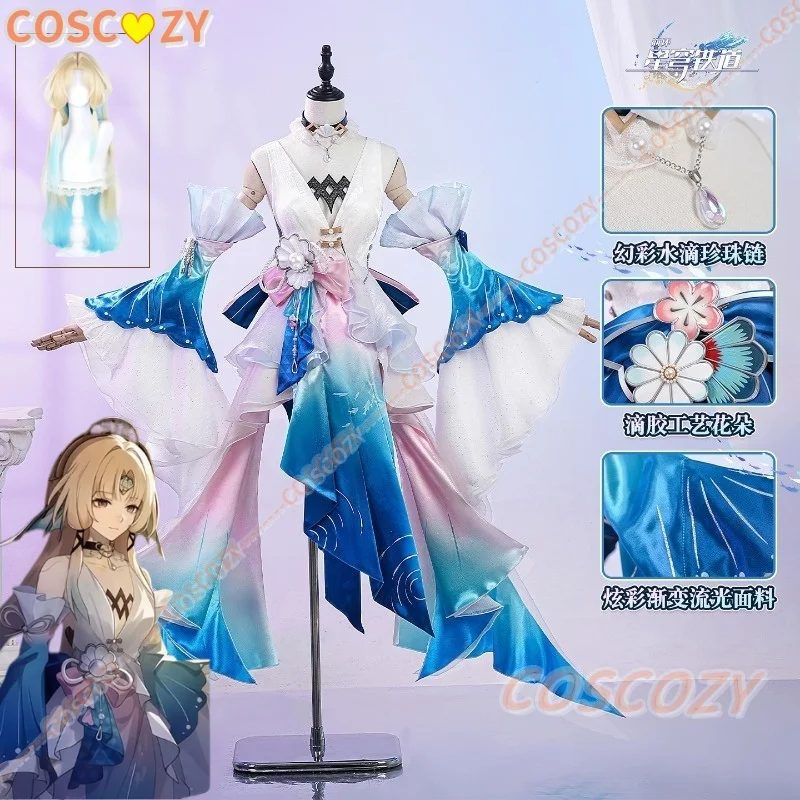 

Honkai Star Rail Pearl Cosplay Costume Wig Dress Headwear Ten Stonehearts Halloween Carnival Party Role Play Suit Outfit Props