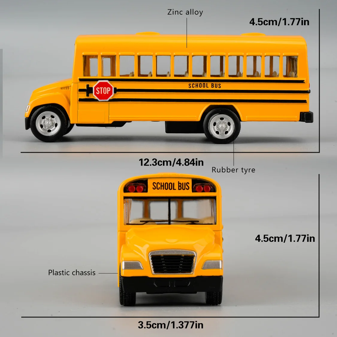 RMZ CITY 1:36 Carro de brinquedo de ônibus escolar amarelo fundido - Veículo pull-back para meninos e meninas, presente infantil, modelo de carro colecionável