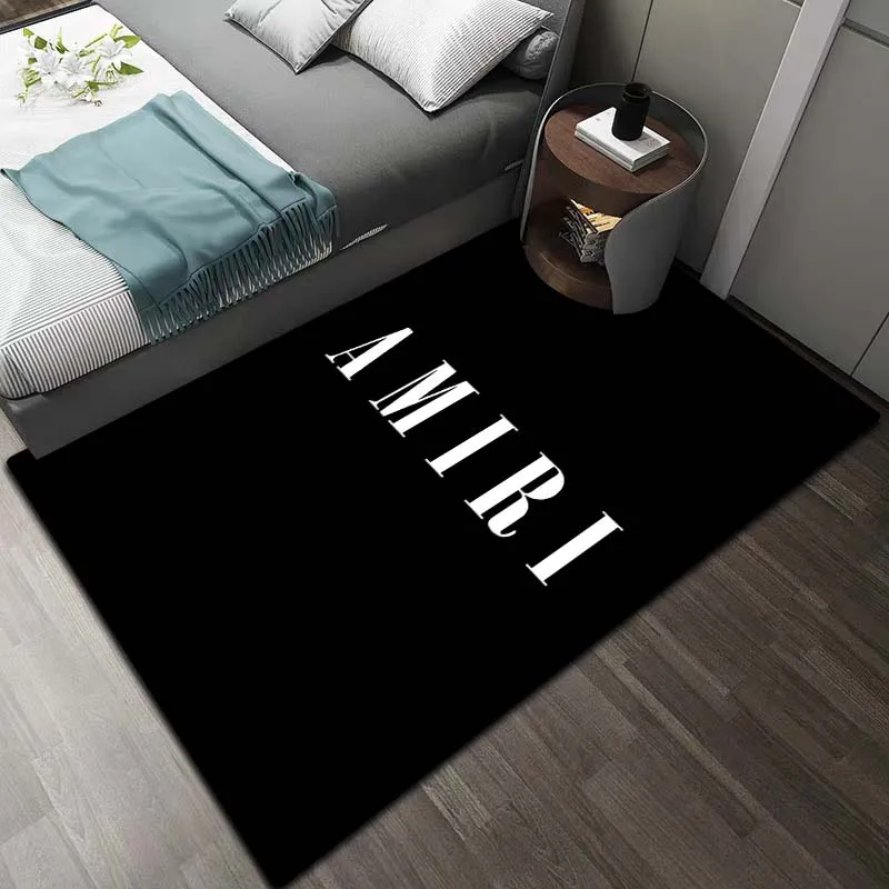 A-AMIRI Fashion Letter Print Area Rug Non-slip Flannel Floor Carpet  Trendy Street Style Mat For Bedroom Living Room Home Decor