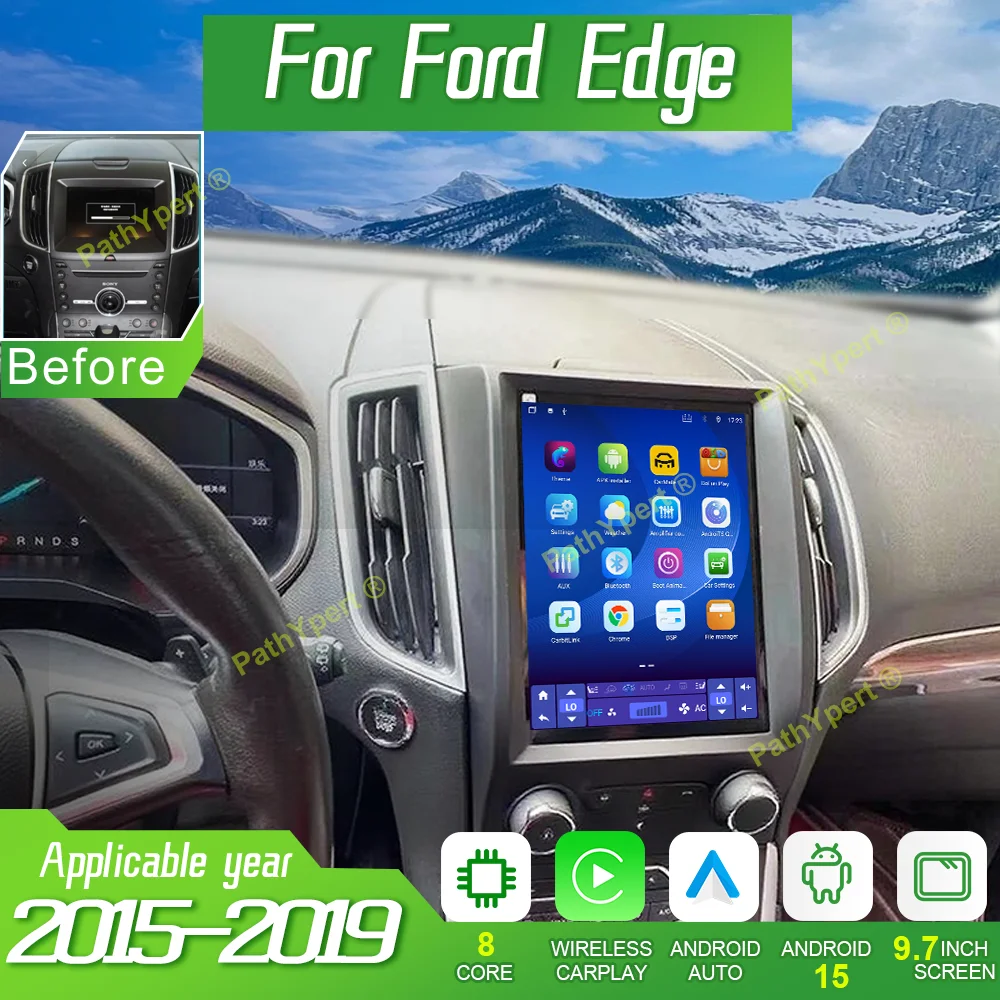 

9.7''Car Radio For Ford Edge 2015-2019 Multimedia Player Android 15 Stereo Speakers Carplay Auto Bluetooth GPS Head Unit Screen