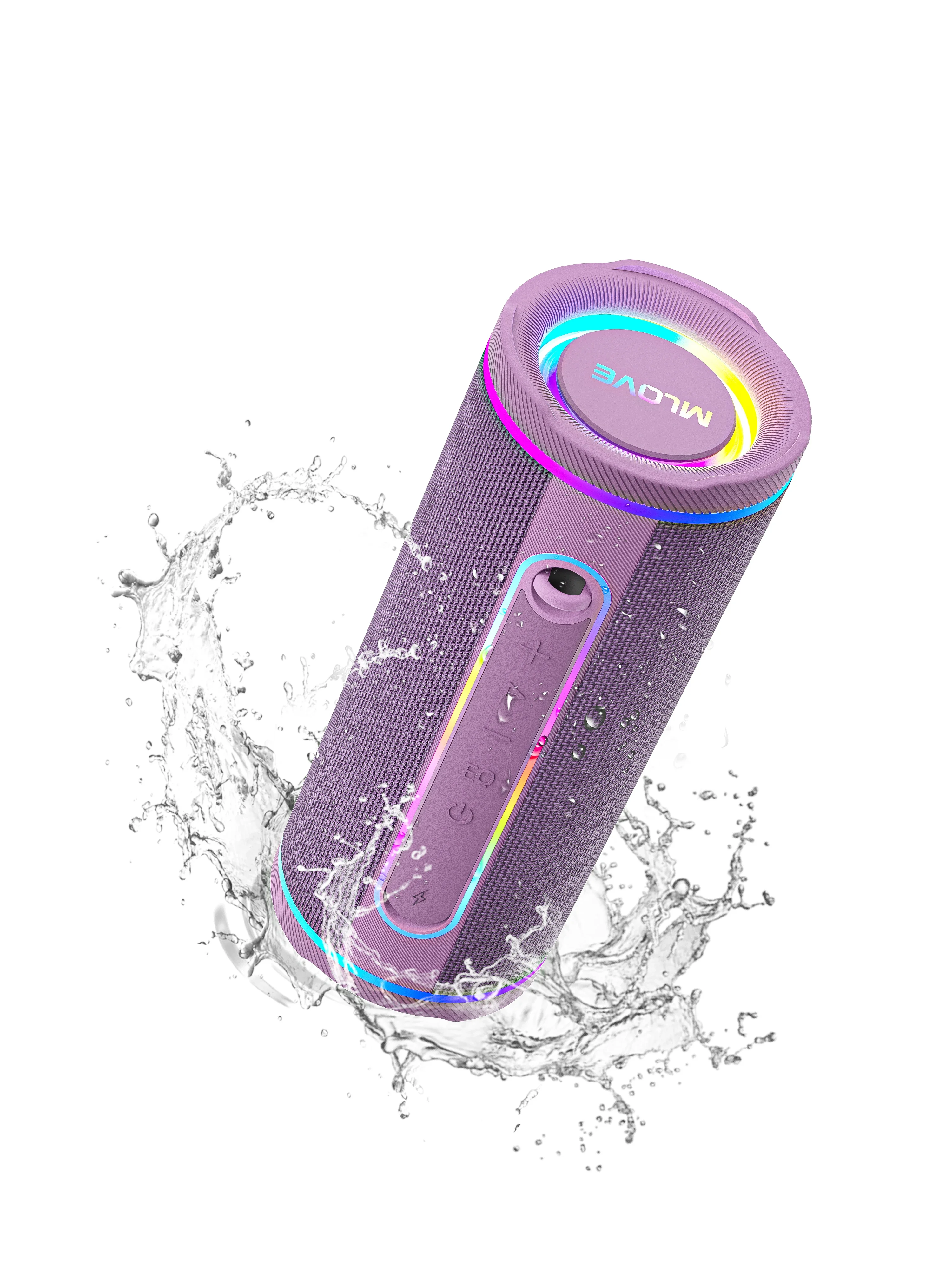 MLOVE Portable Bluetooth Speaker – Powerful Dual Sound, Colorful RGB Lighting, Fully Waterproof (IPX7), TWS Enabled