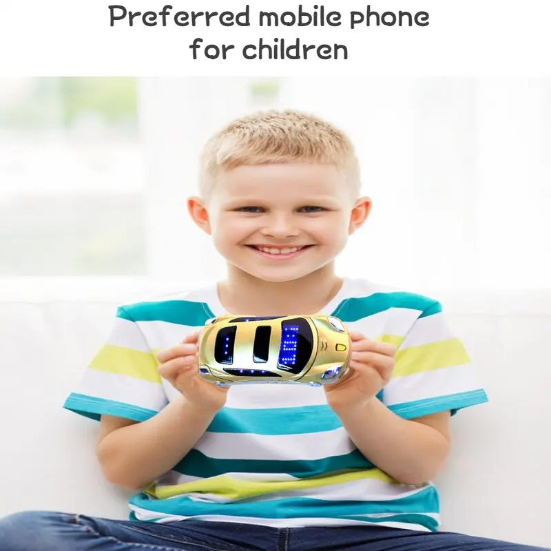 هاتف محمول صغير على شكل سيارة قابل للطي مضحك للأطفال بشريحتين وامض وأضواء LED وزر كبير ومكالمات واضحة لعبة الطالب هدية للهاتف #3