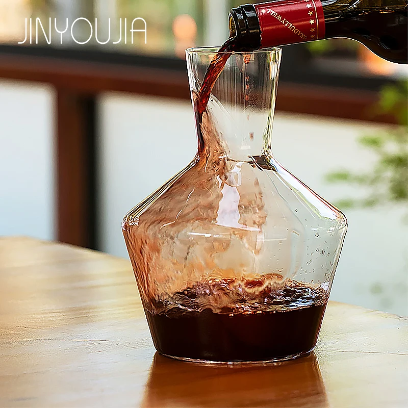 JINYOUJIA 1450ml Axium Axis Symmetry Decanter Crystal Glass Material Handmade Premium Quality Zalto Style Red Wine Decanter