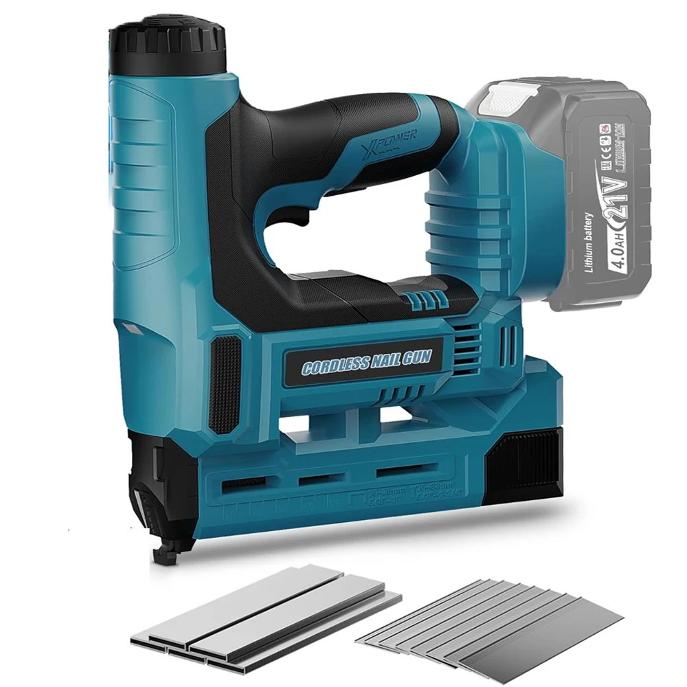 

Гвоздезабивной степлер 2 в 1, степлер с регулируемой глубиной для пистолета для гвоздей Makita 18 В 18GA с 1000 гвоздями для работы по дереву своими руками