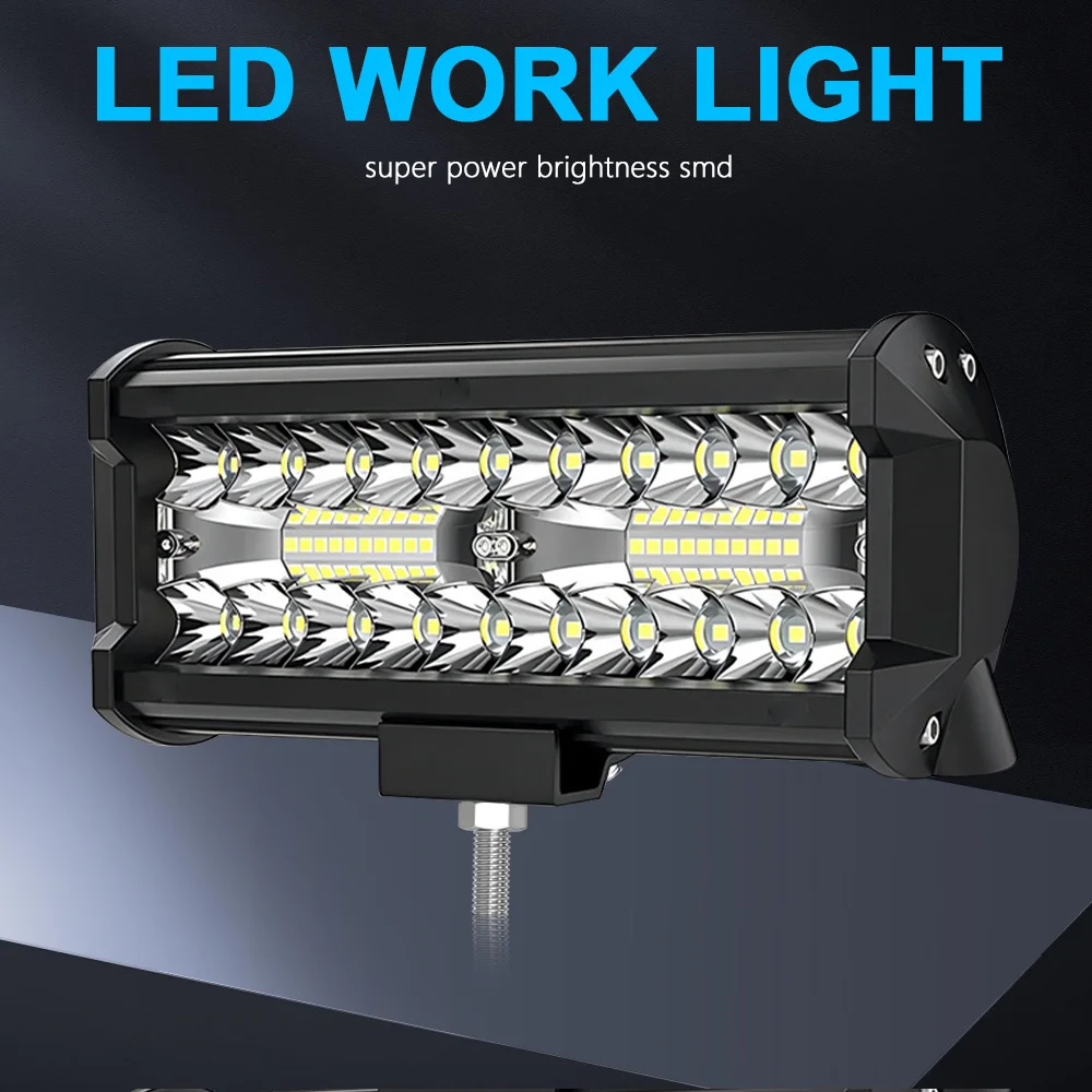 سيارة عمود إضاءة LED ضوء العمل 12 فولت 24 فولت الطرق الوعرة بقعة الفيضانات كومبو عمود إضاءة LED ضوء العمل ل ATV UTV جيب لادا نيفا 4x4 شاحنة قارب SUV