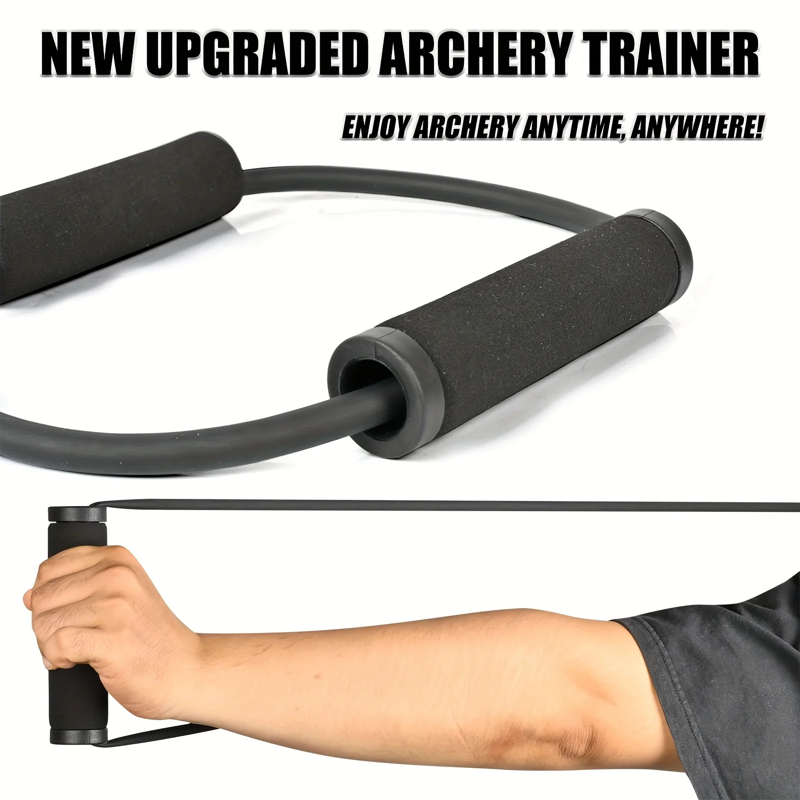 Entrenador de resistencia para tiro con arco, portátil, con mangos elásticos y cómodos, fabricado con goma resistente, ideal para ejercicios de tiro en casa o al aire libre, herramienta para mejorar la fuerza y la práctica.