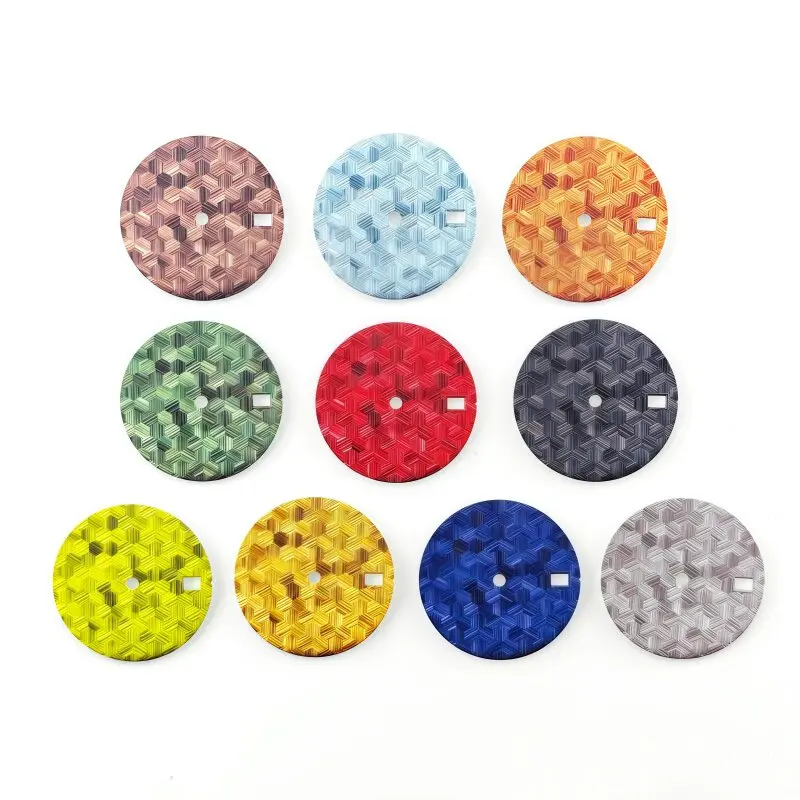 NH35 Dial Woven Pattern Style Surface 28.5mm Watch Dial Fits NH35/NH36/4R35/4R36 Mechanical Movement 28.5mm Watch Surface Parts