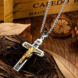 Fashion Mens Jewellery Cross Pendant Jesus Necklace Men Religious Hip Hop Punk Party Christian Jewelry Faith Gift collar hombre