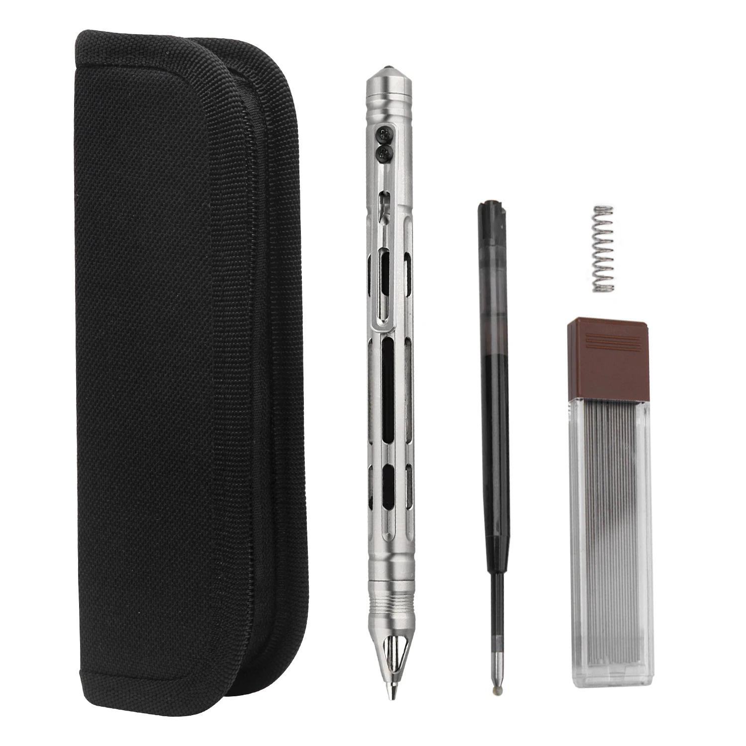 

Titanium Alloy Pencil Two In One Neutral Refill New Luxury Gift Box Packaging Stationery Writing Tactical Self-defense