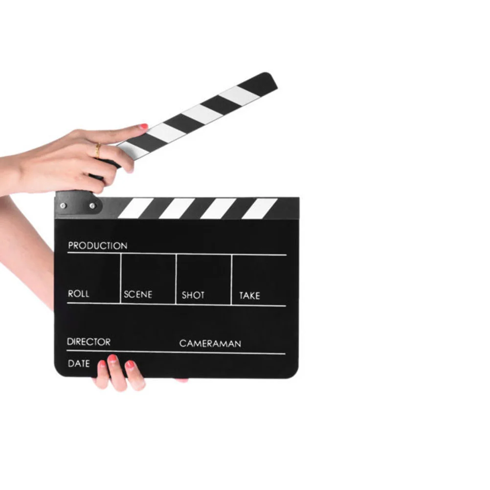 Black Clapper Board Photo Props Acrylic Film Movie Clapperboard Kids Toy for Stage Home Party Festival