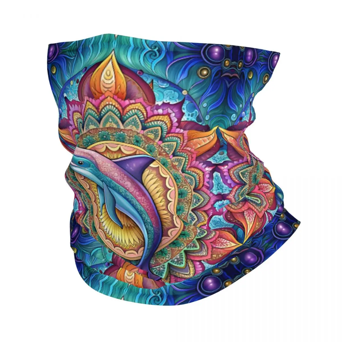 Dolphin Mandala Bandana Neck White Scarf Multi-use Headwear Fishing Unisex Adult Winter