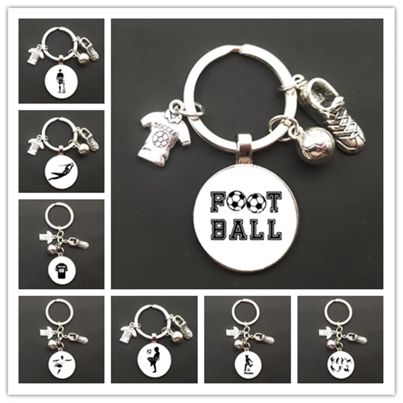 Convex glass football jersey football shoes key chain car wallet bag buckle pendant key chain key chain boy and woman gift
