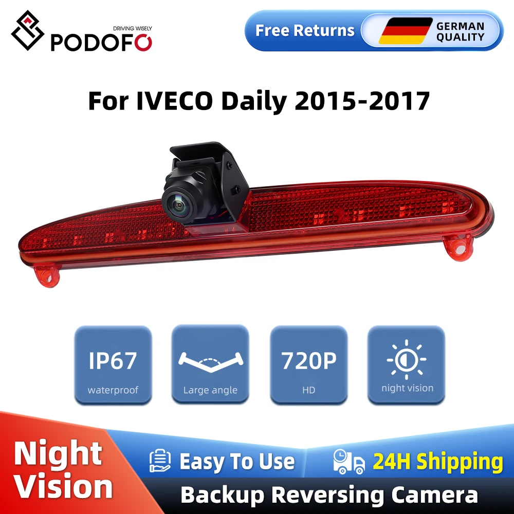 Podofo الفرامل ضوء السيارة كاميرا الرؤية الخلفية ل IVECO يوميا 2015-2017 للرؤية الليلية كاميرا لموقف السيارات