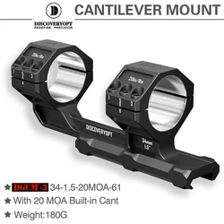 Discoverer 34MM/30MM Rigid Precision Scope Mount 20MOA Picatinny Mount Designed One Piece High Precision Clamp 1.5 Inch Height