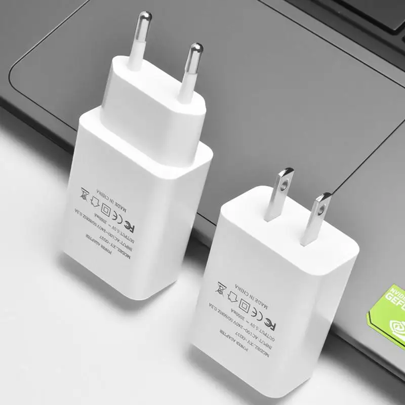 EU/US Standard Mobile Phone White 5V2A Direct Charger USB Fast Charging Port Europe Plug Travel Plug Adapter