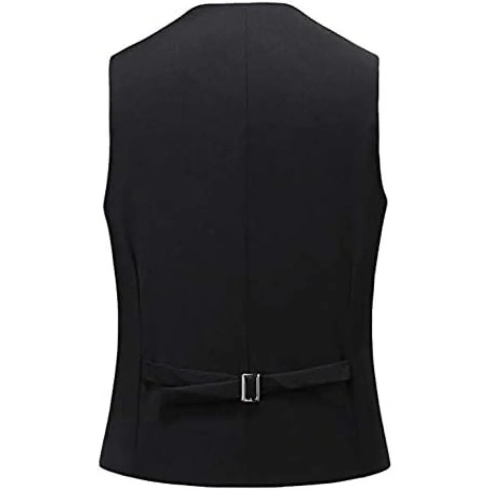 Men's Slim Fit V-Neck Vest Bottons Down Waistcoat 4 Buttons Wedding Party Casual Vest