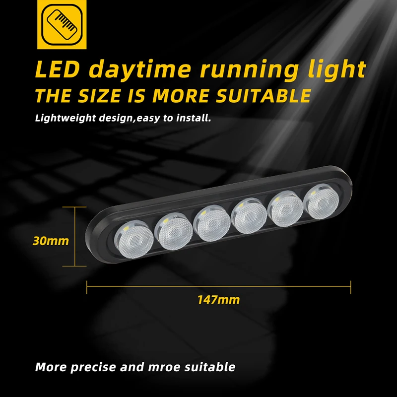 Car Daytime Running Light LED DRL Universal Driving Daylight Headlight Strip Super Bright 12V For Trailer Truck Offroad Jeep ATV