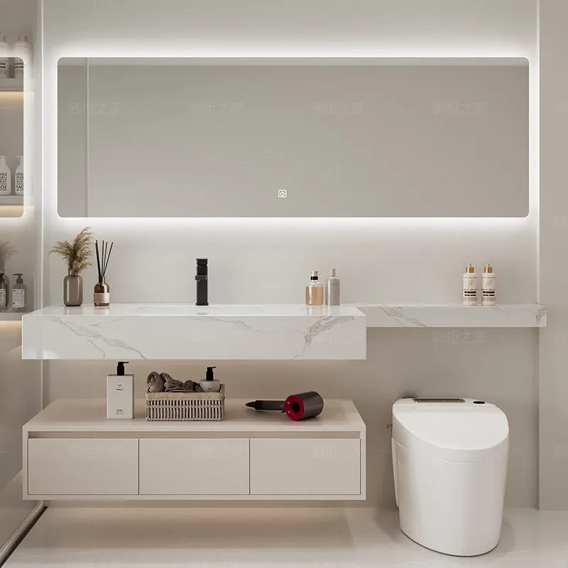 

Modern simple hotel wind rock slab washbasin bathroom cabinet combination toilet washbasin